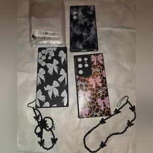 Samsung Galaxy S23 Ultra 3pk Bow Cases Includes 2 Wrislets. 2 New Never Used